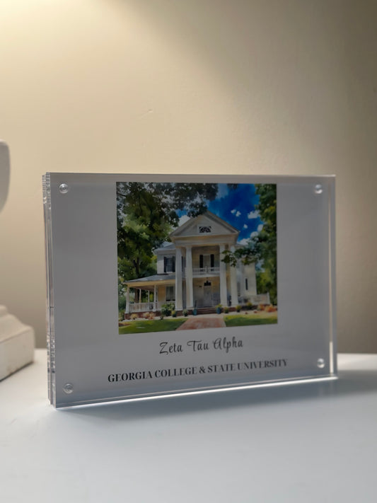 5x7 Zeta Tau Alpha House Watercolor