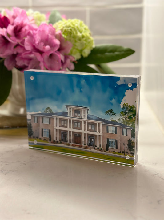 5x7 Chi Omega House Watercolor (Georgia Southern)