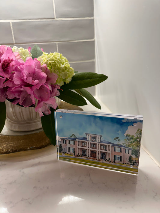 4x6 Chi Omega House Watercolor (Georgia Southern)