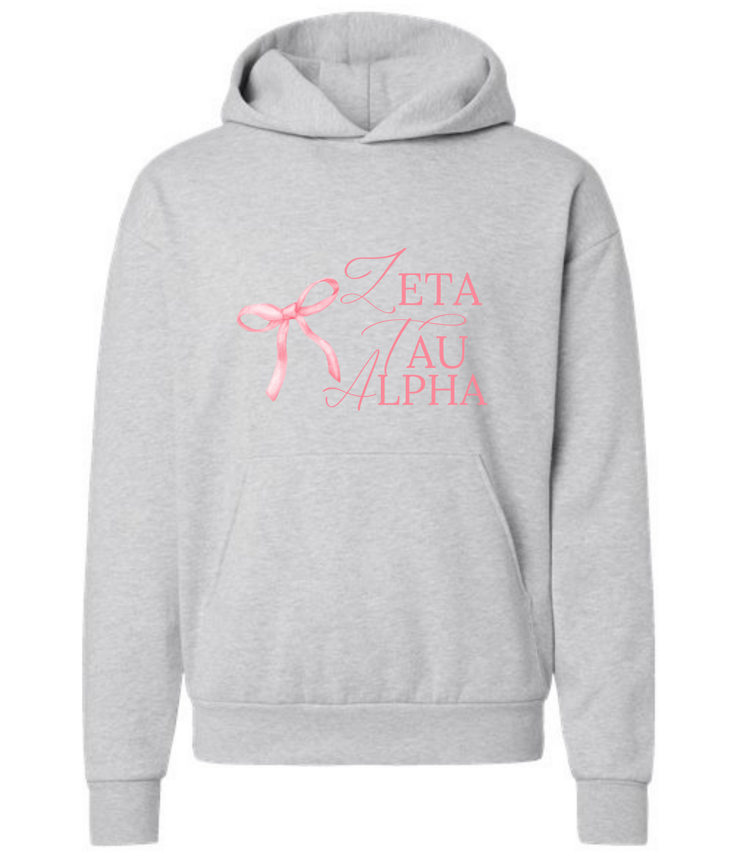 Gray Zeta Tau Alpha Pink Bow Hoodie