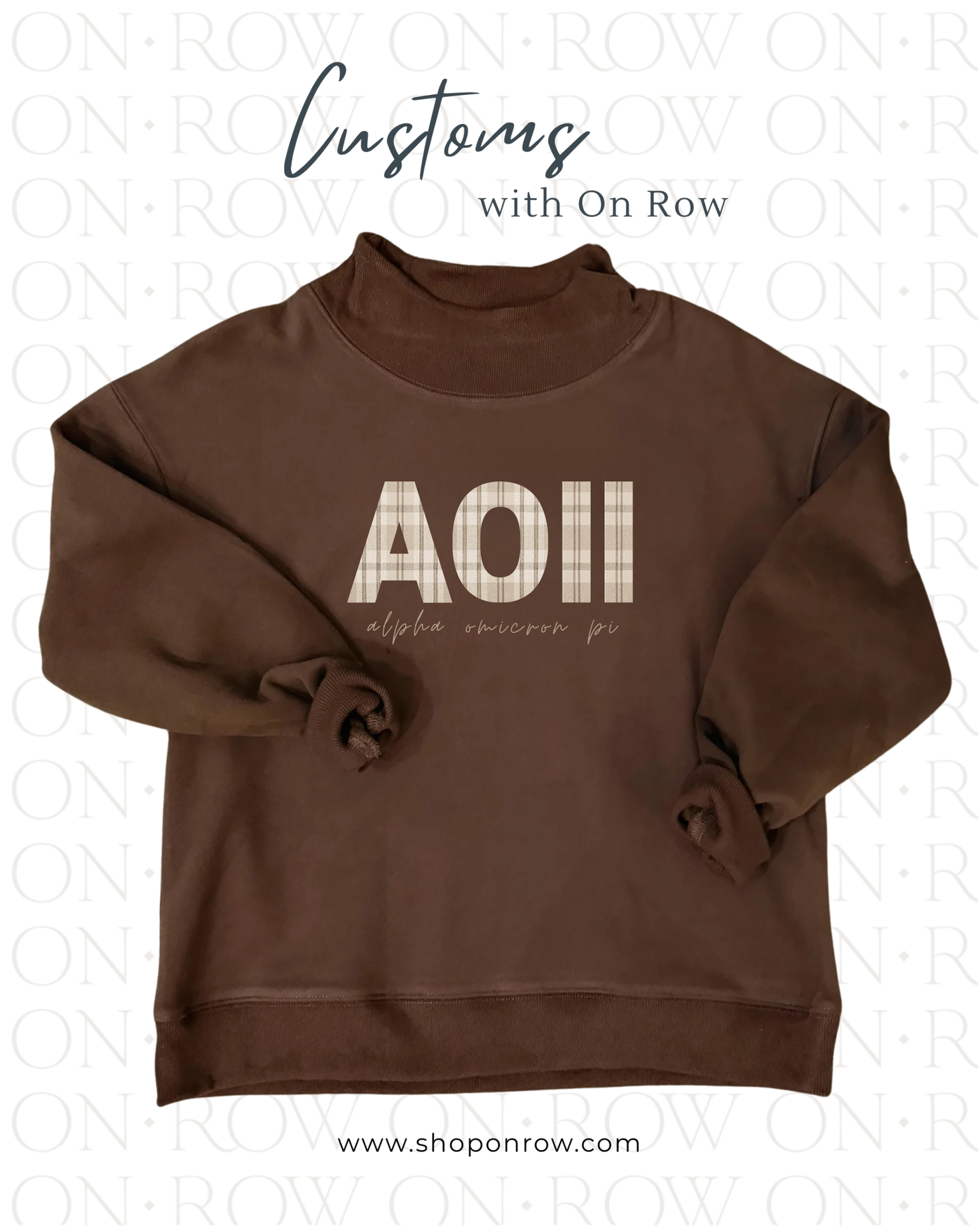 AOII Troy University Custom Brown Mock neck
