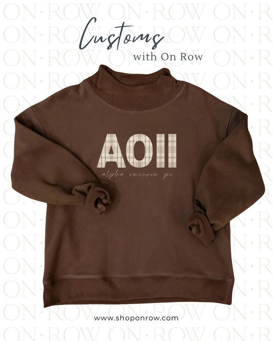 AOII Troy University Custom Brown Mock neck