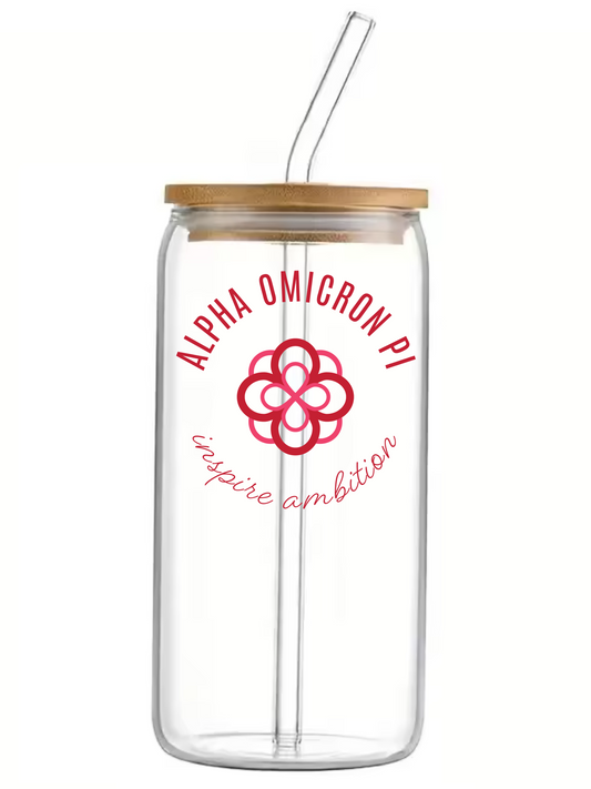 Alpha Omicron Pi Glass Cup