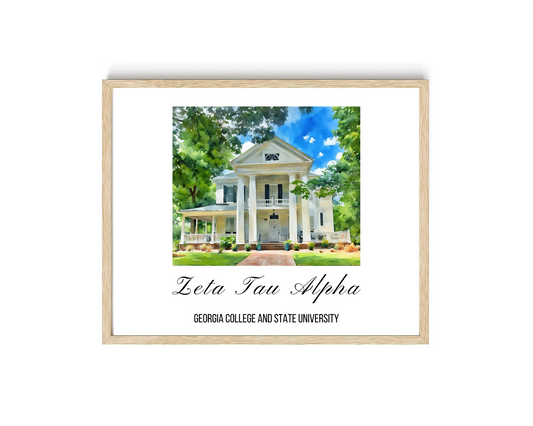 Zeta Tau Alpha House Watercolor