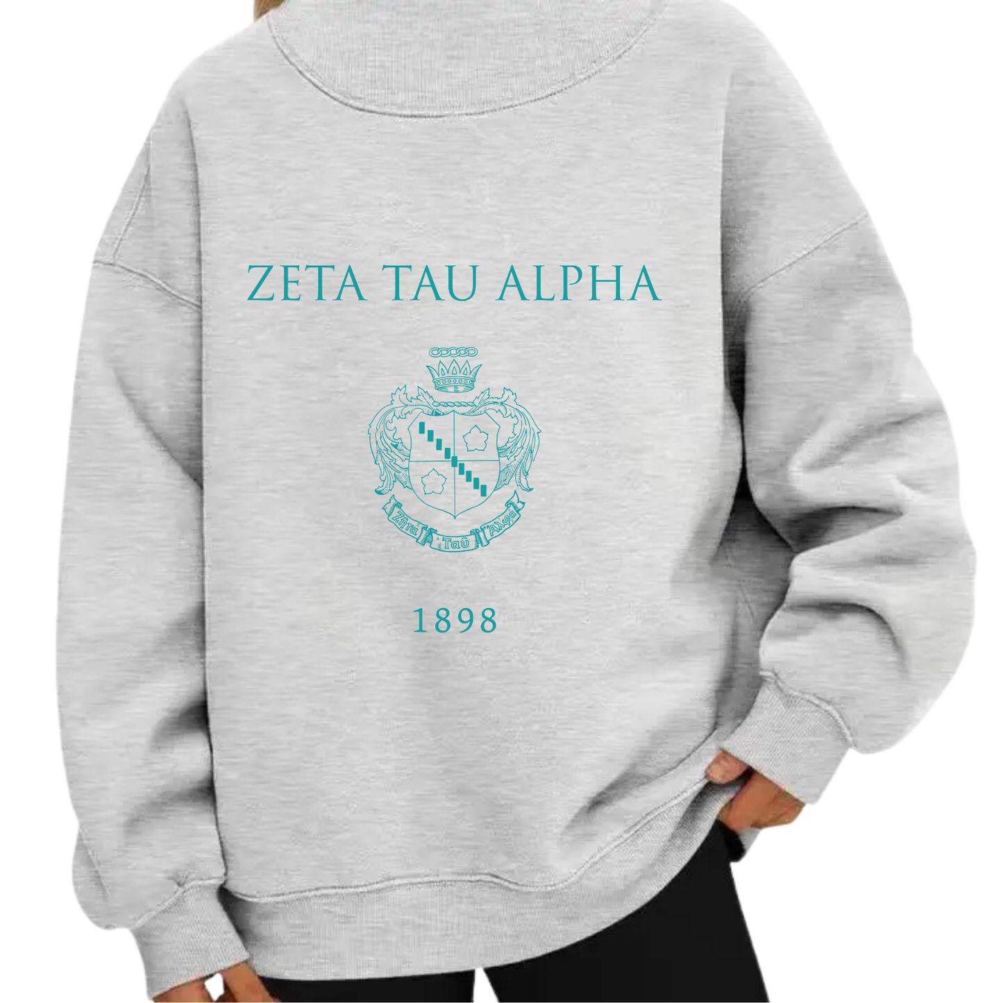 Zeta Crest Gray Mockneck